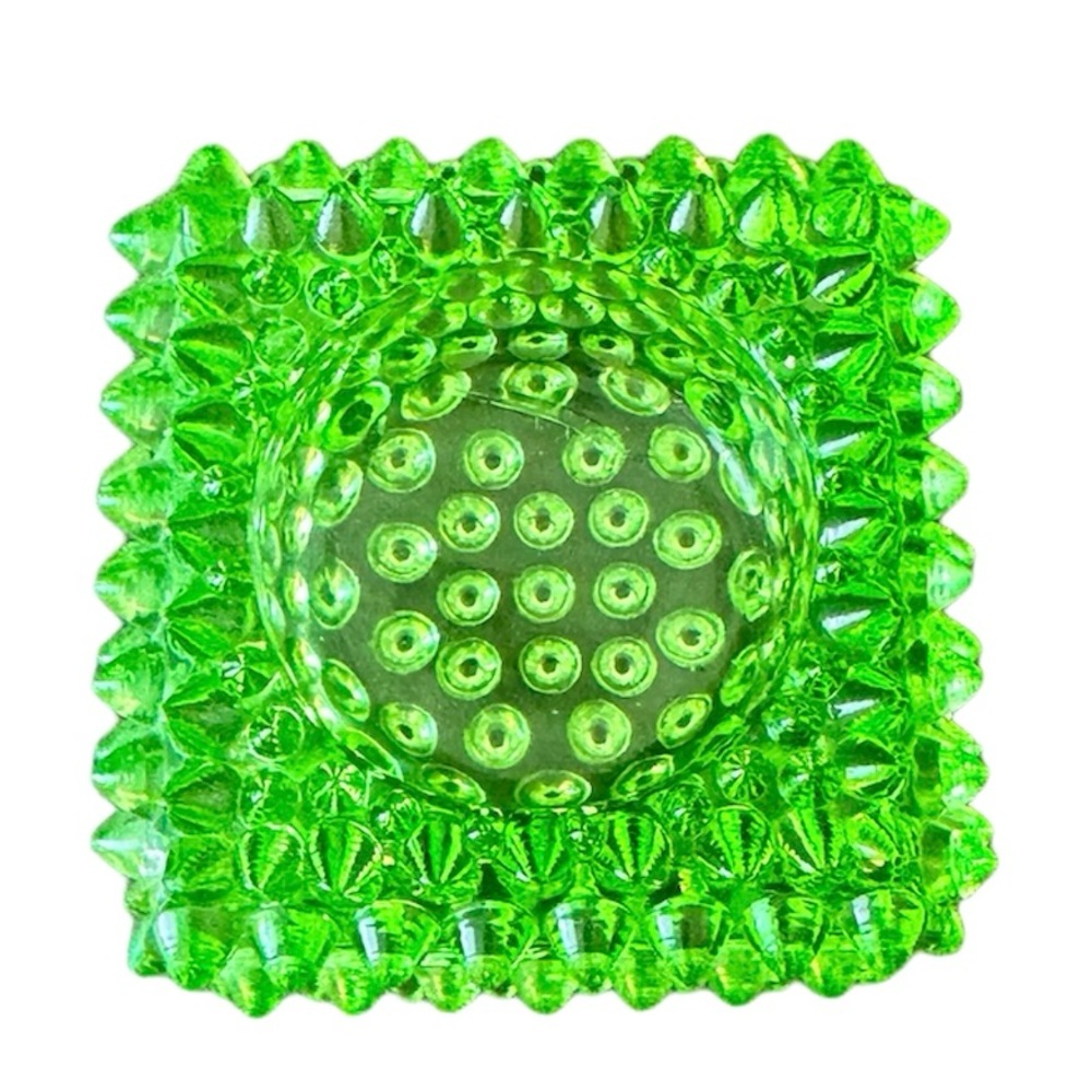 Fenton Green Glass Hobnail Salt Cellar